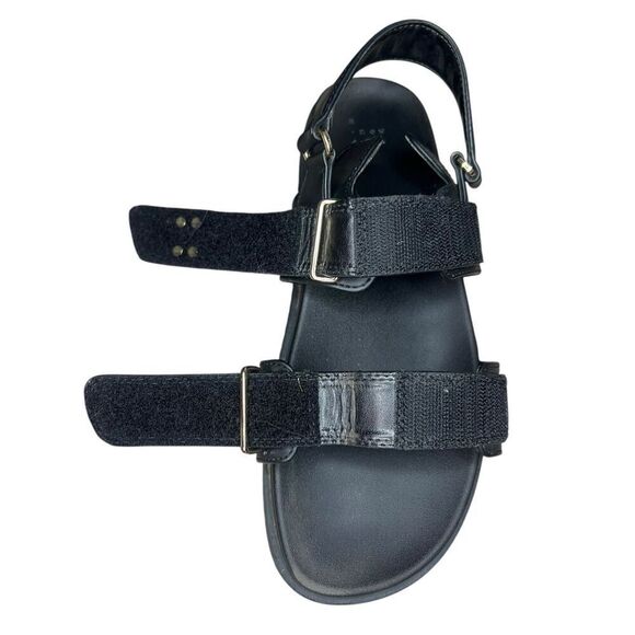 A New Day Women’s 9 Jonie Footbed Sandals Black Faux Leather Chunky - Picture 7 of 8